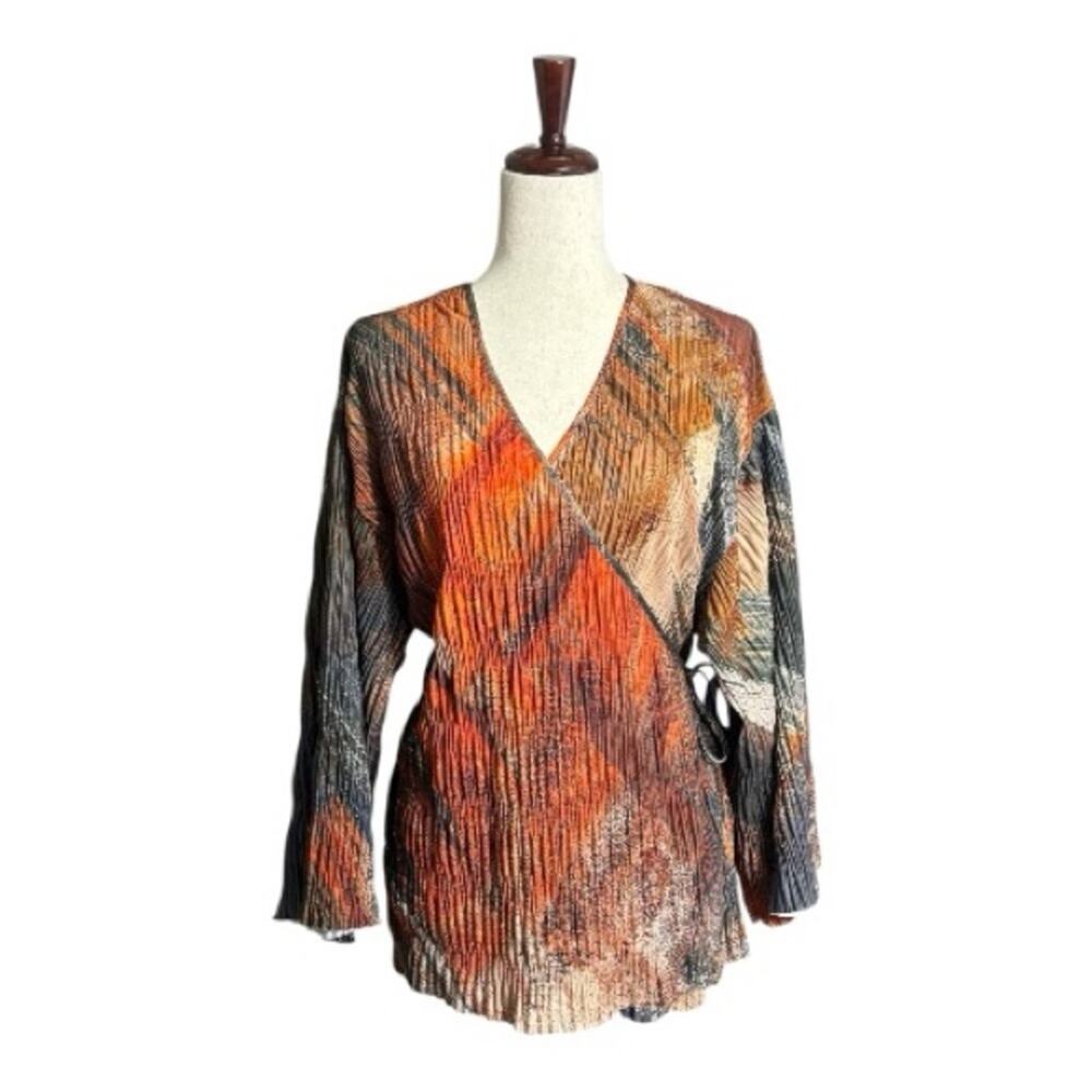 NWT Zara Fall Colors Textured Wrap Blouse Size Small DD0578